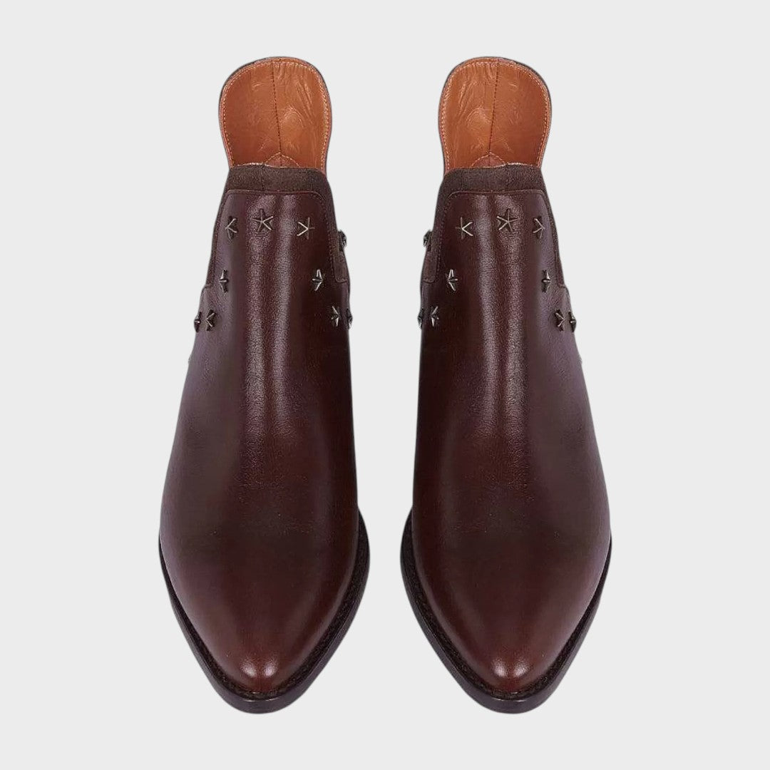 Estrella | Leather Ankle Boots with Pointed Shape