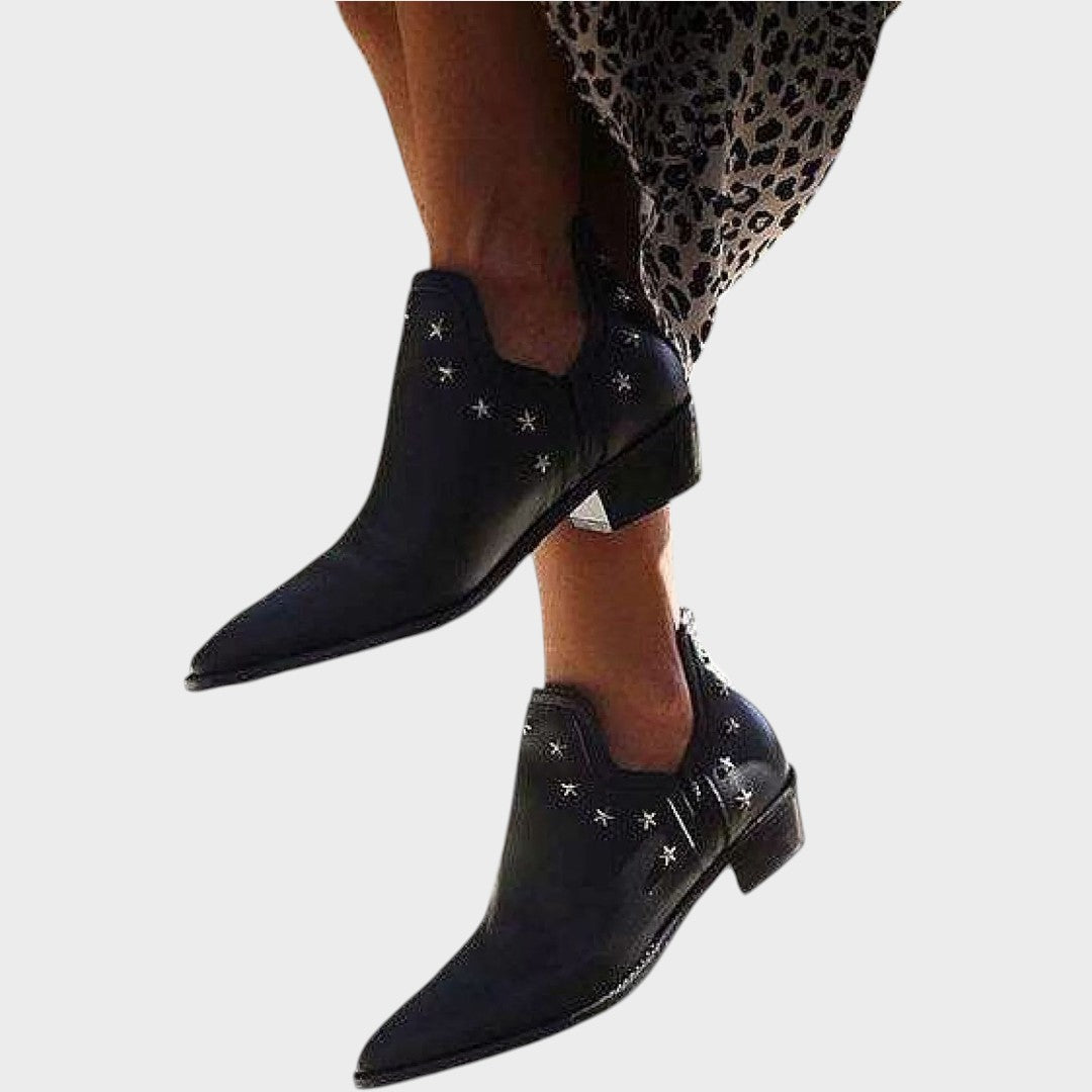 Estrella | Leather Ankle Boots with Pointed Shape