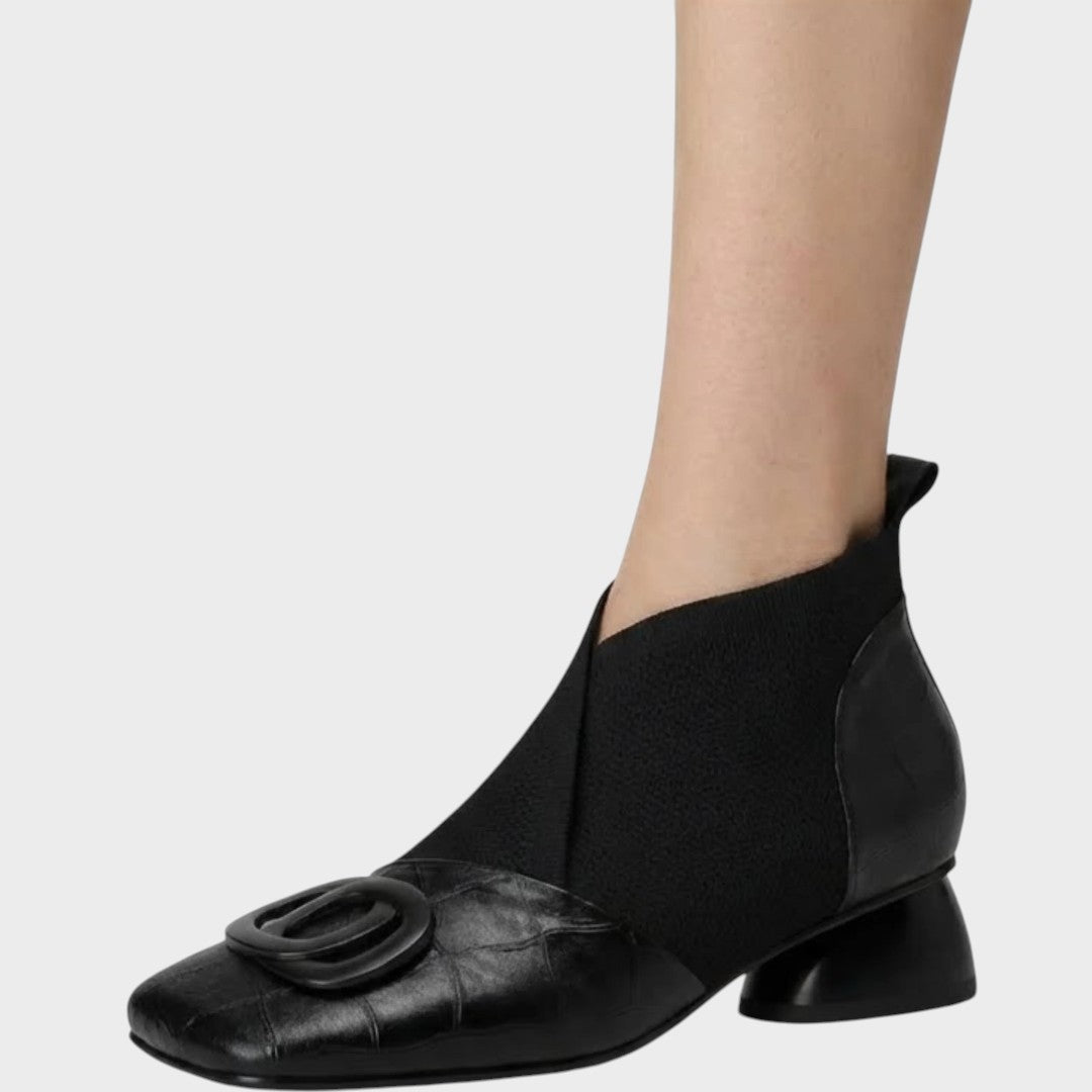 Abigail | Leather Ankle Boots with Elastic