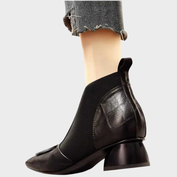 Abigail | Leather Ankle Boots with Elastic