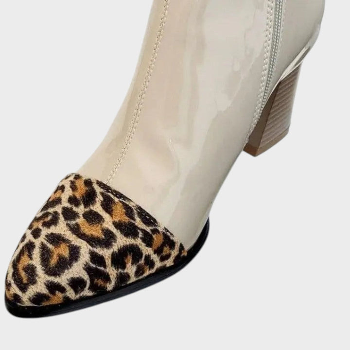 Diva | Patent Leather Boots with Leopard Print