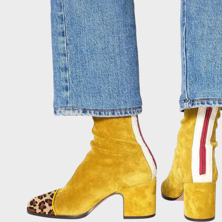 Savannah | Suede Boots with Leopard Print