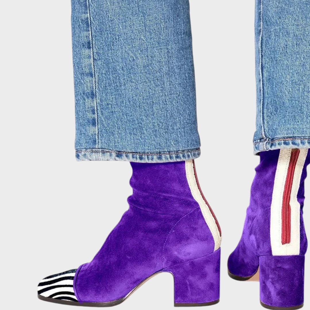 Savannah | Suede Boots with Leopard Print