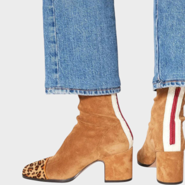 Savannah | Suede Boots with Leopard Print