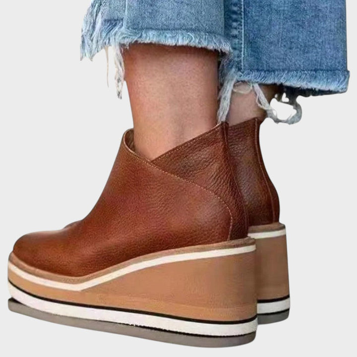 Vina | Leather Ankle Boots with Platform