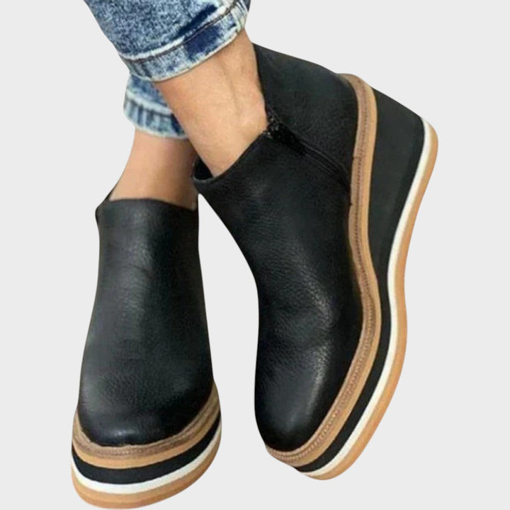Vina | Leather Ankle Boots with Platform