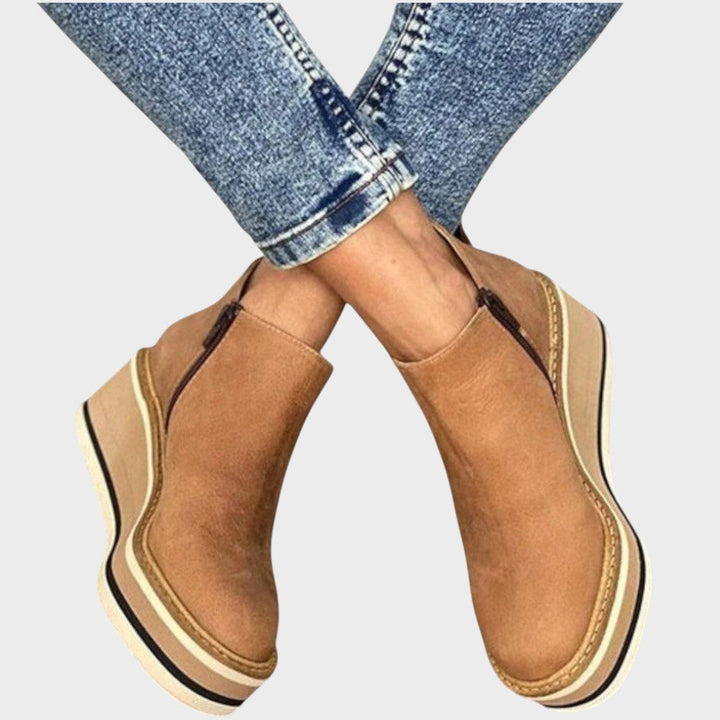 Vina | Leather Ankle Boots with Platform