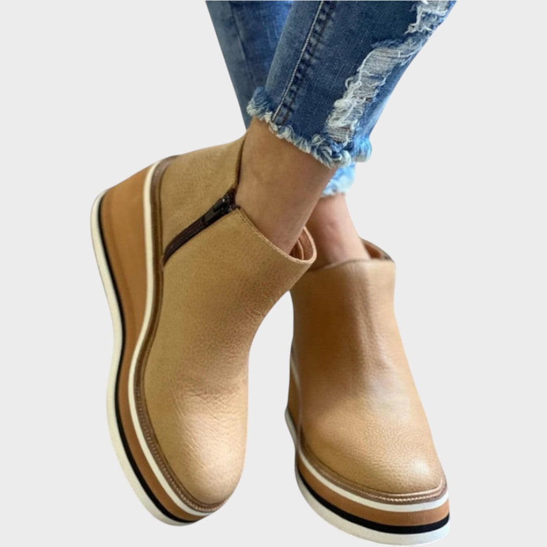 Vina | Leather Ankle Boots with Platform