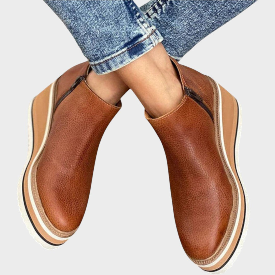 Vina | Leather Ankle Boots with Platform