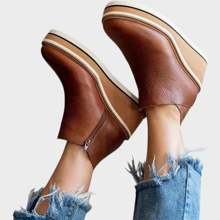 Vina | Leather Ankle Boots with Platform