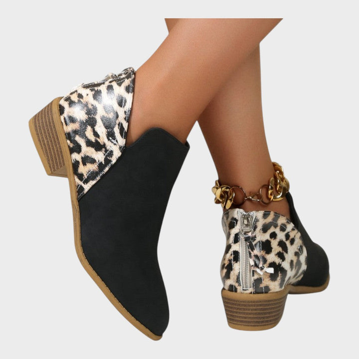 Liora | Orthopedic Ankle Boots with Leopard Print