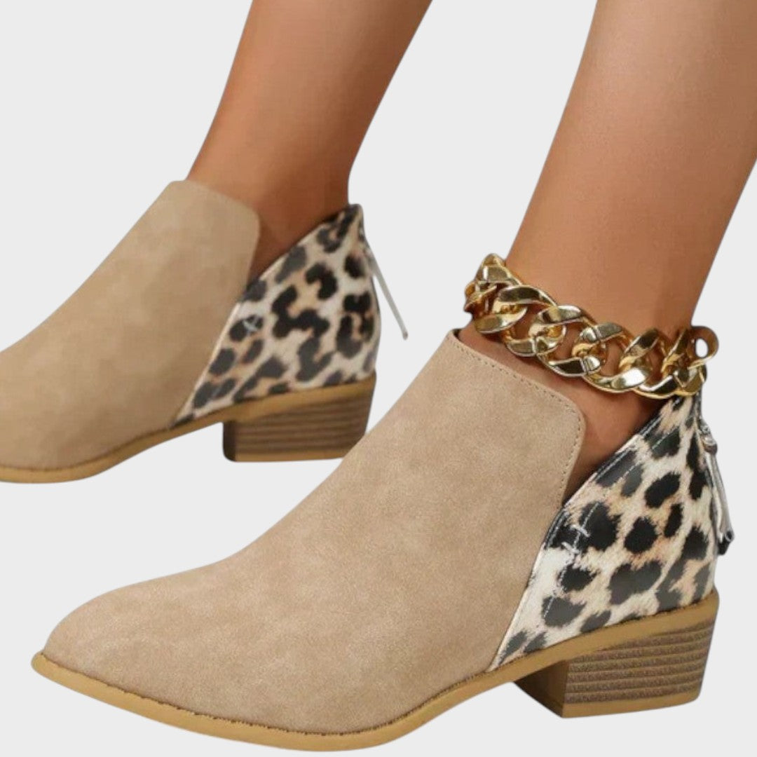 Liora | Orthopedic Ankle Boots with Leopard Print