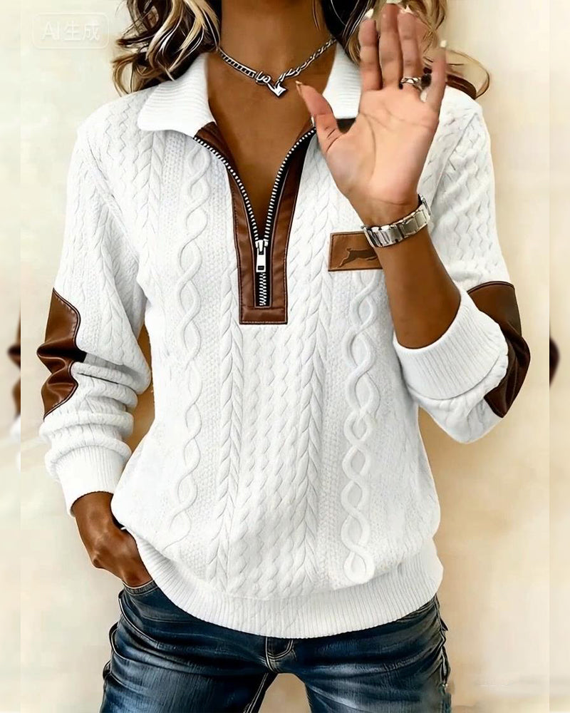 Gigi │ Cable Knit Half-Zip Sweatshirt