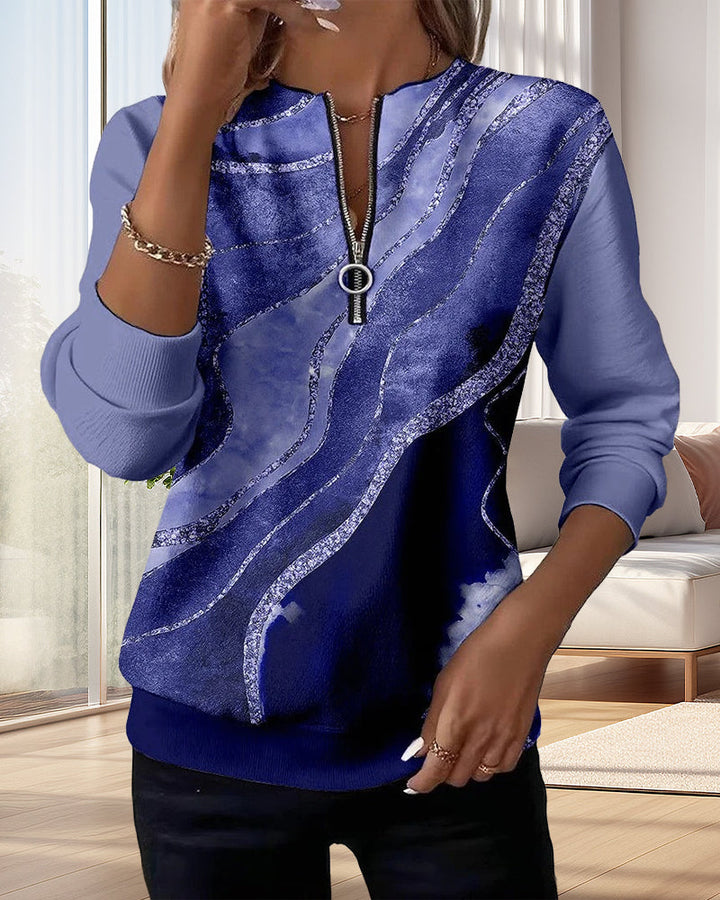 Charlotte | Half-Zip Sweatshirt with Vintage Print