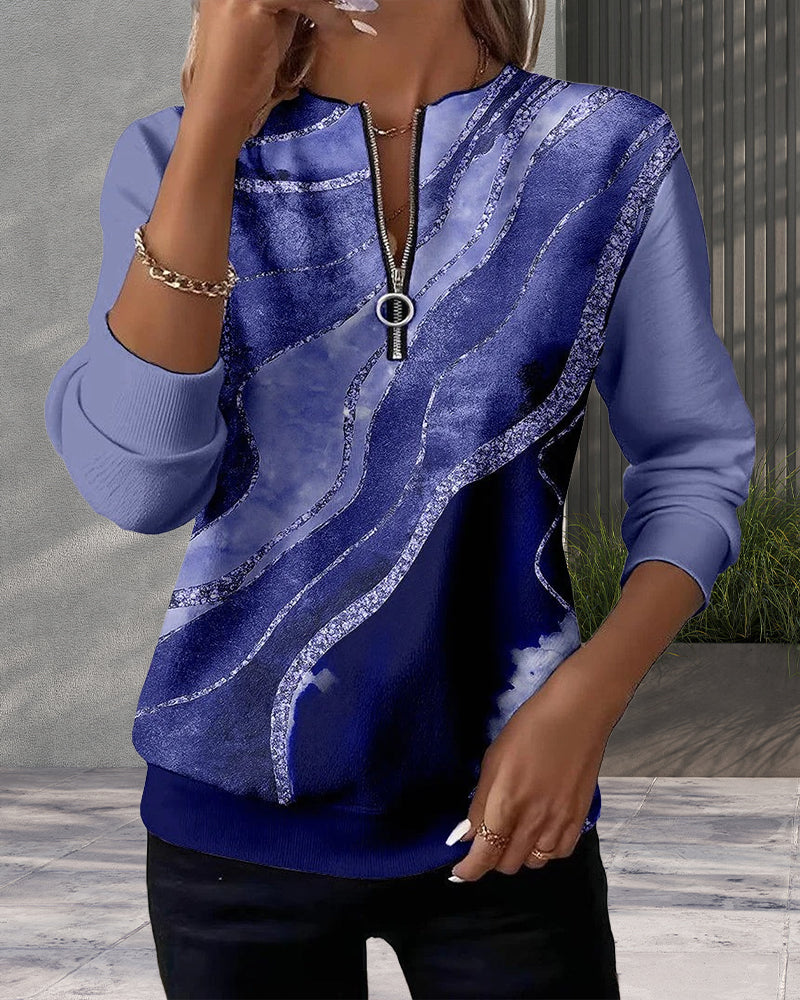 Charlotte | Half-Zip Sweatshirt with Vintage Print