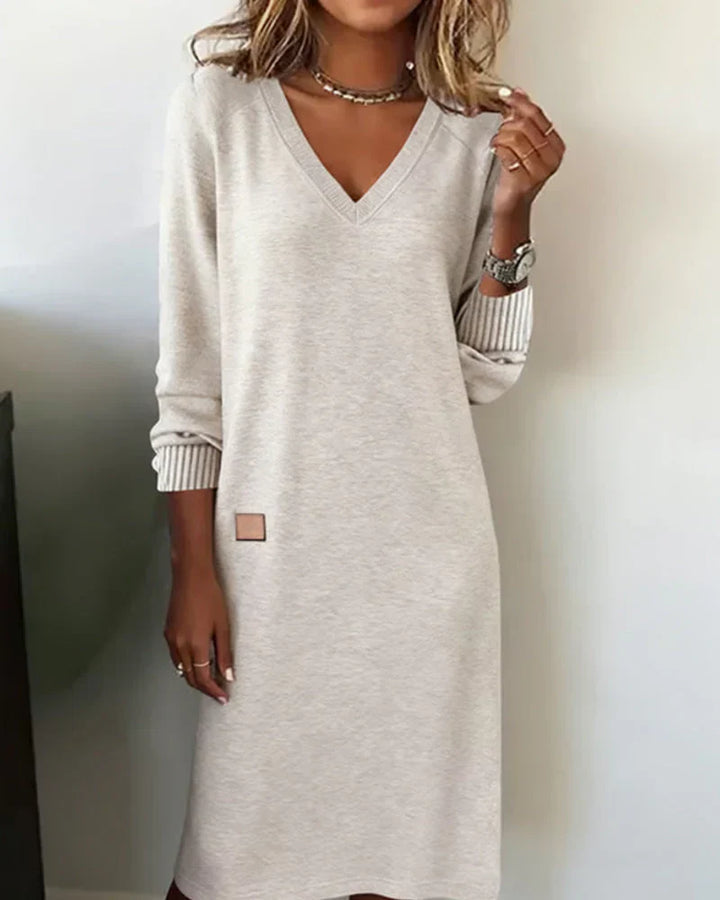 Leonela │ Cozy V-Neck Midi Dress