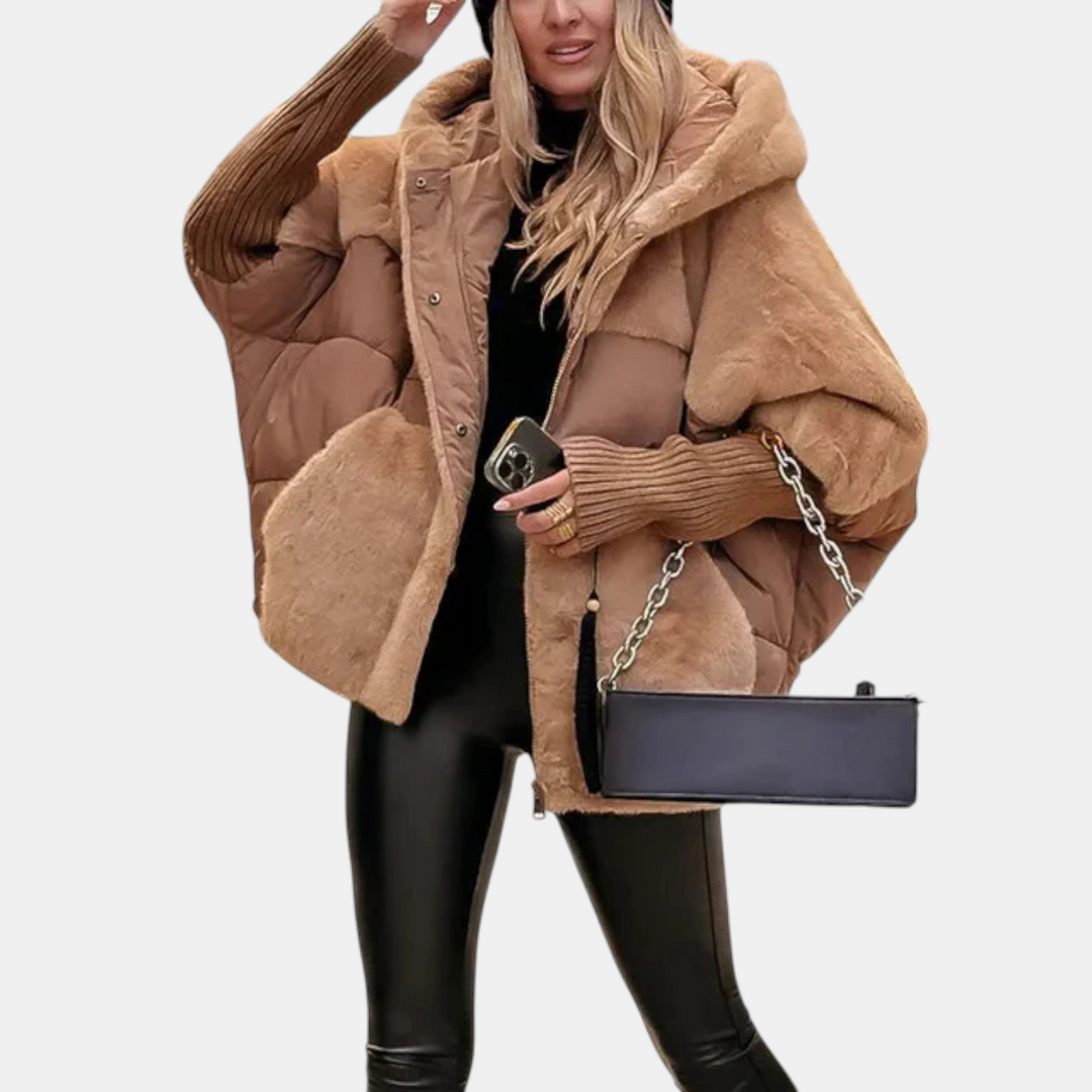 Jacqueline | Oversized Hooded Patchwork Puffer Jacket