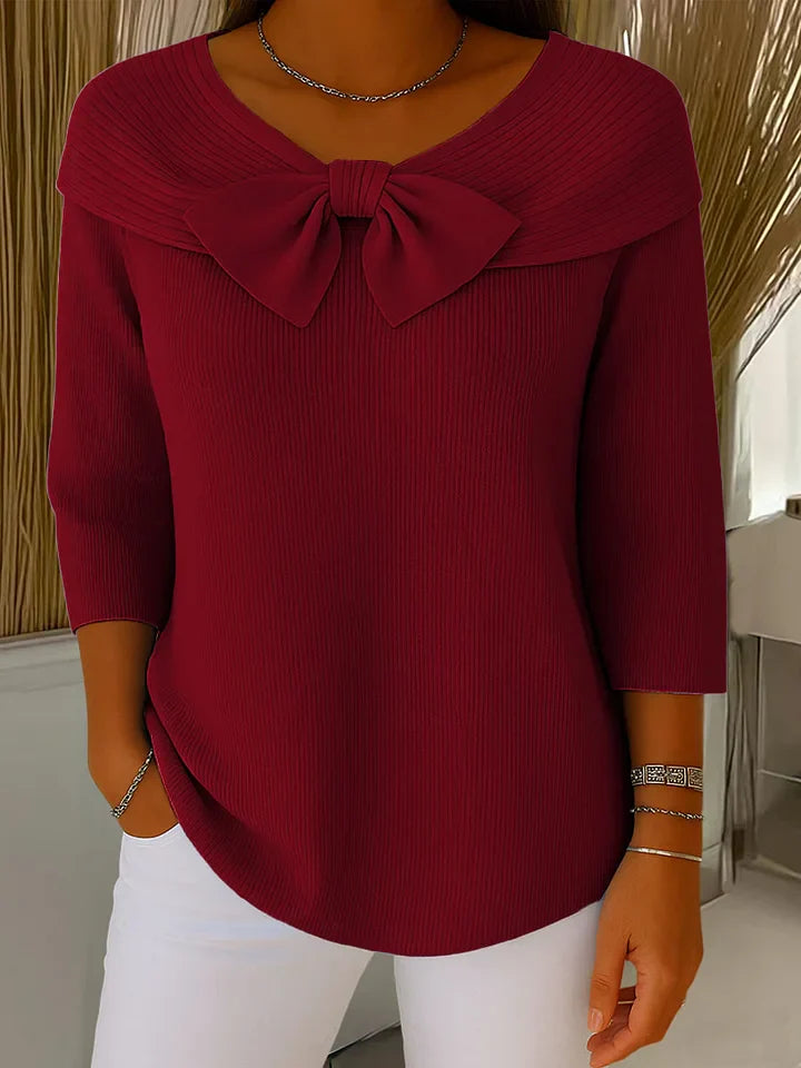 Sarina | Women's Sweater with Bow and Round Neckline