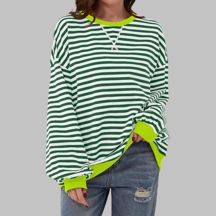 Liana │ Casual Long Sleeve Round Neck Striped Sweatshirt