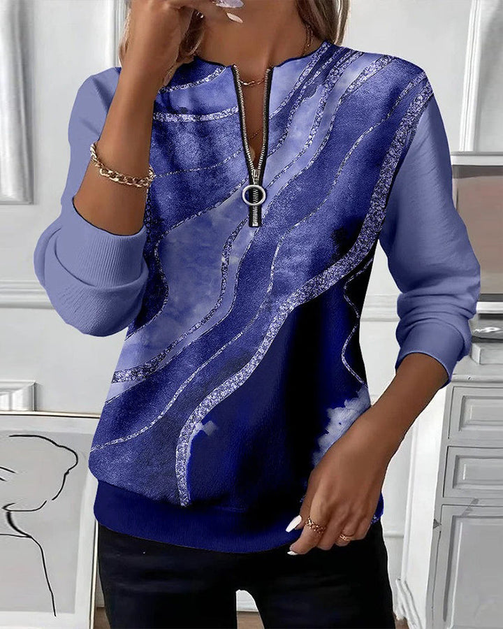 Charlotte | Half-Zip Sweatshirt with Vintage Print