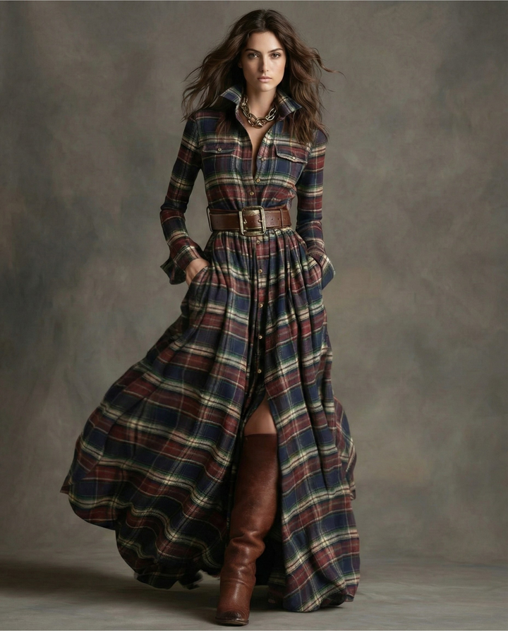 Kinsley | Vintage Style Maxi Shirt Dress