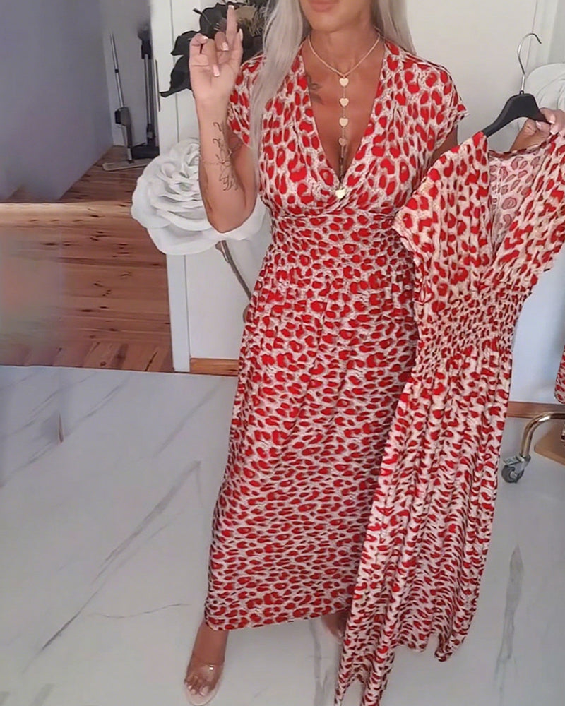 Katarina │ Elegant Leopard Print Dress with V-Neck