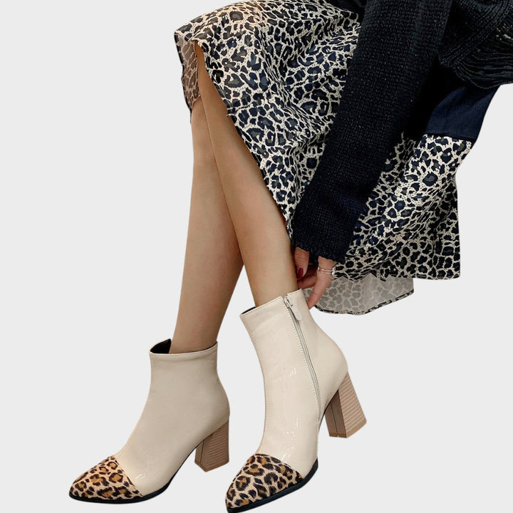 Diva | Patent Leather Boots with Leopard Print