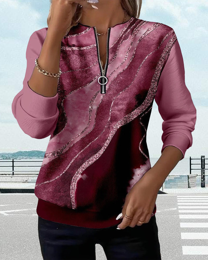 Sienna | Half-Zip Sweatshirt with Vintage Print