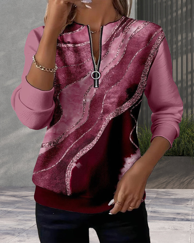 Charlotte | Half-Zip Sweatshirt with Vintage Print