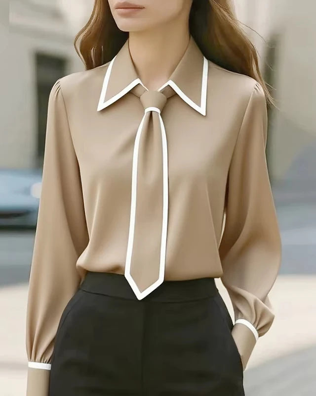 Monique | Contrast Tie Blouse