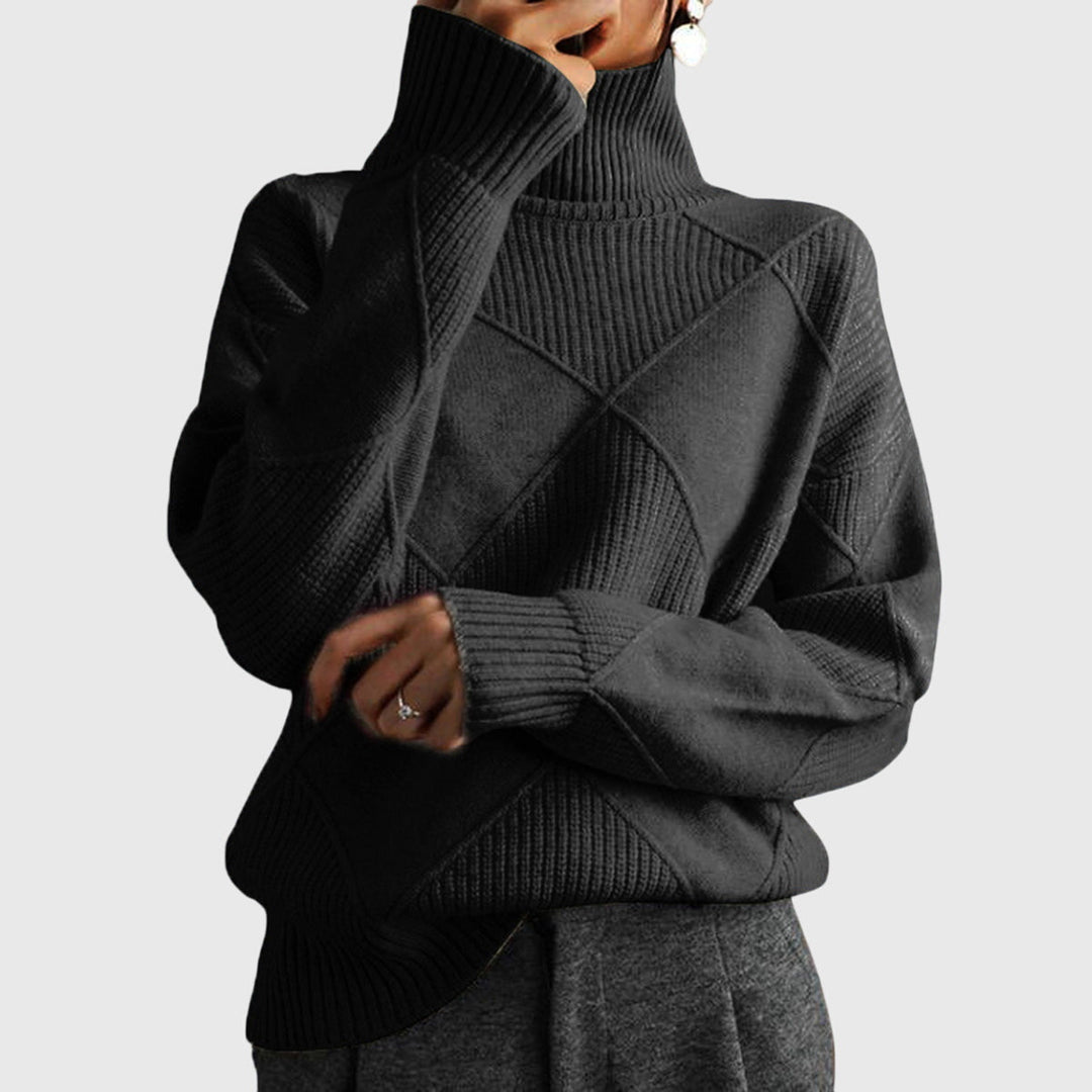 Regina | Modern Geometric Turtleneck Sweater