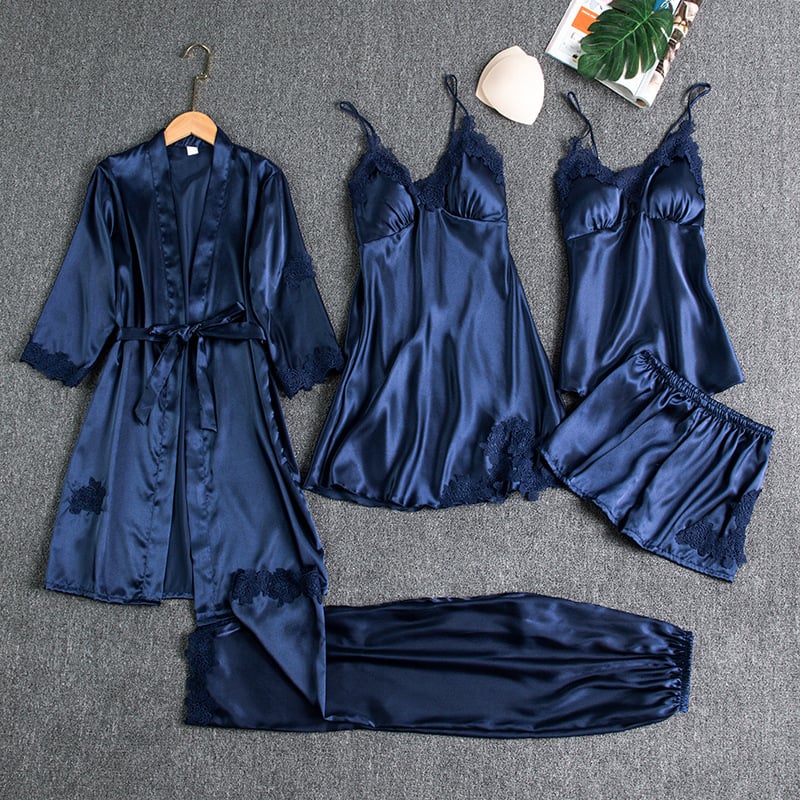 Remi | 5-Piece Silk Lace Nightwear Set