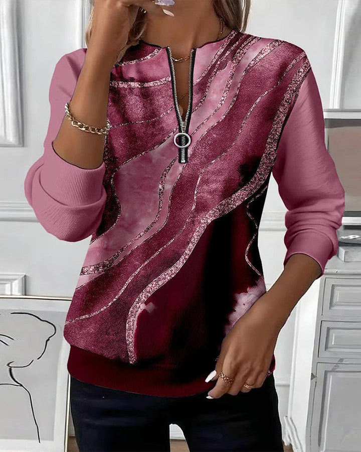 Sienna | Half-Zip Sweatshirt with Vintage Print