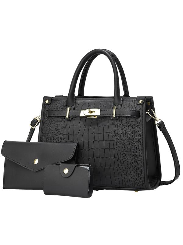 Anora │ Crocodile Embossed Large Capacity Crossbody Handbag Set