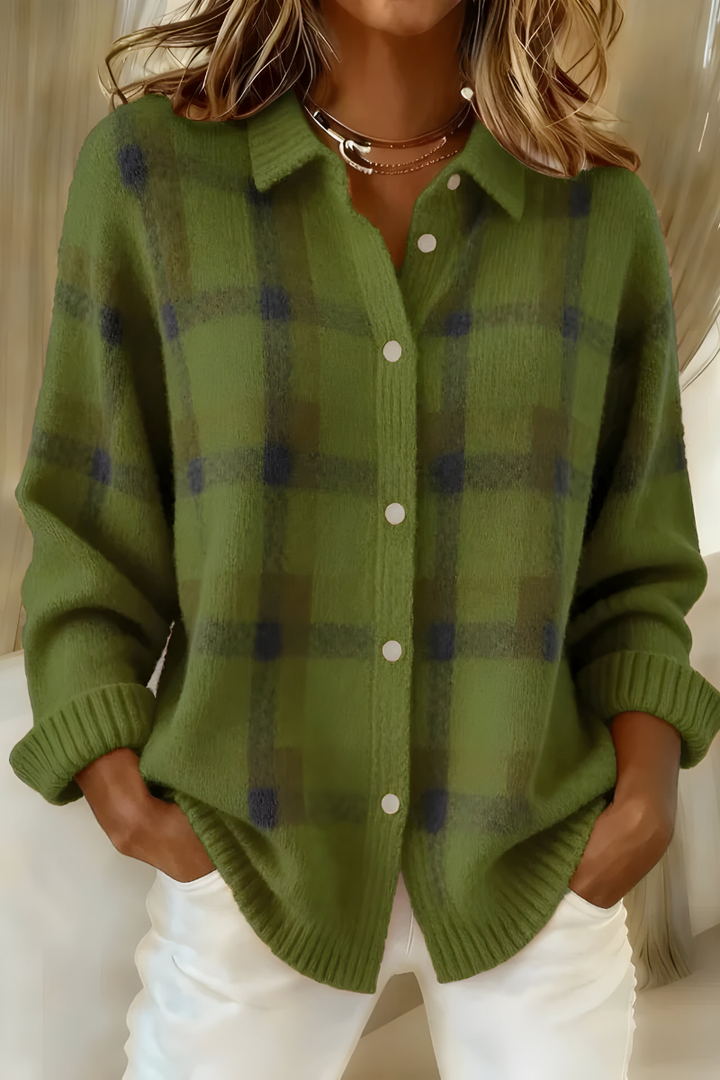 Tessa | Checked Knit Cardigan