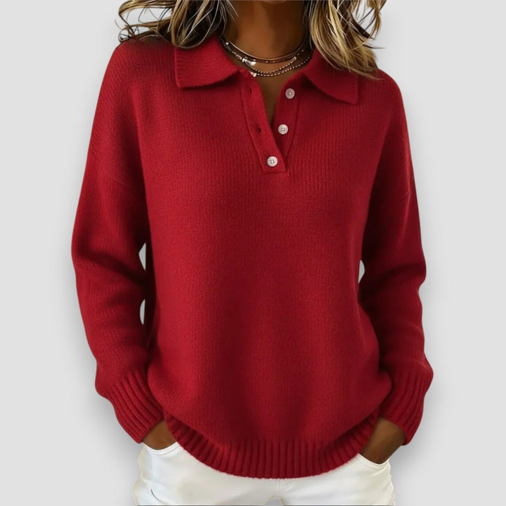 Renee | Soft Knit Polo Sweater