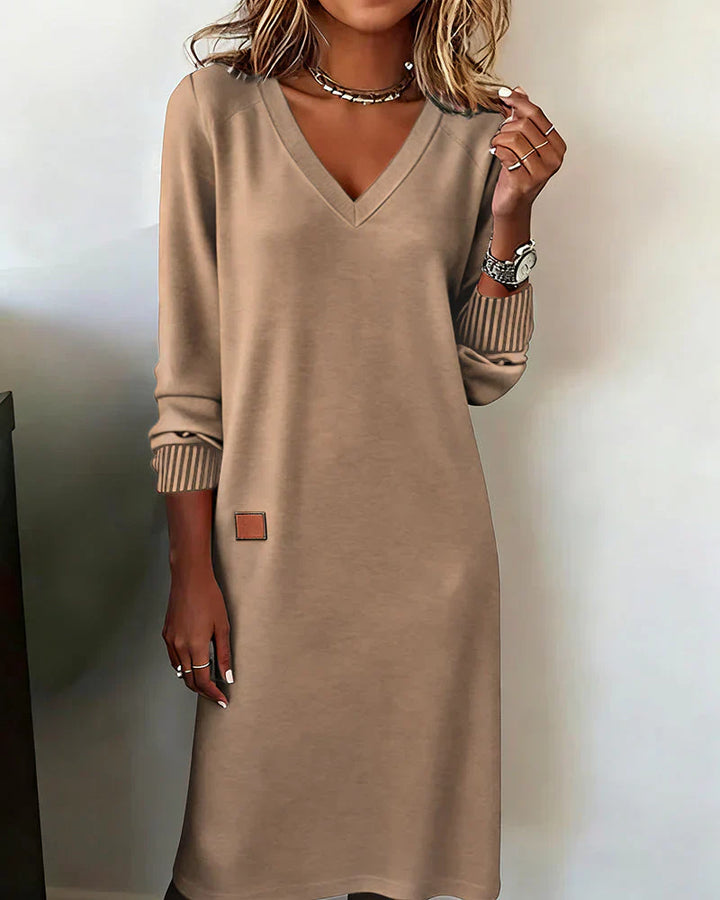 Leonela │ Cozy V-Neck Midi Dress