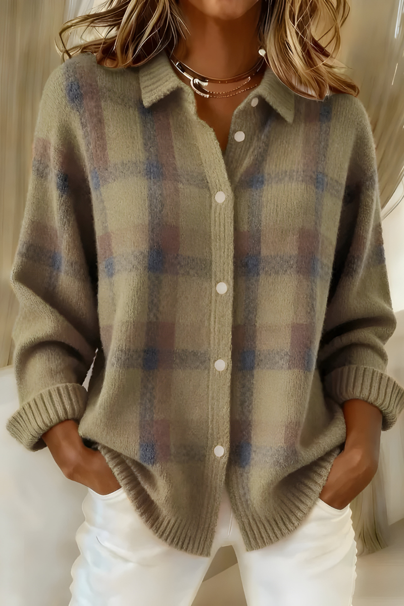Tessa | Checked Knit Cardigan