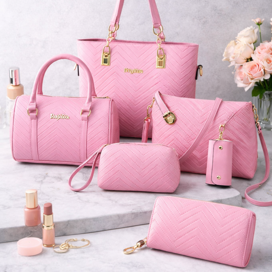 Amanda | Classic 6-Piece PU Leather Tote & Crossbody Bag Set