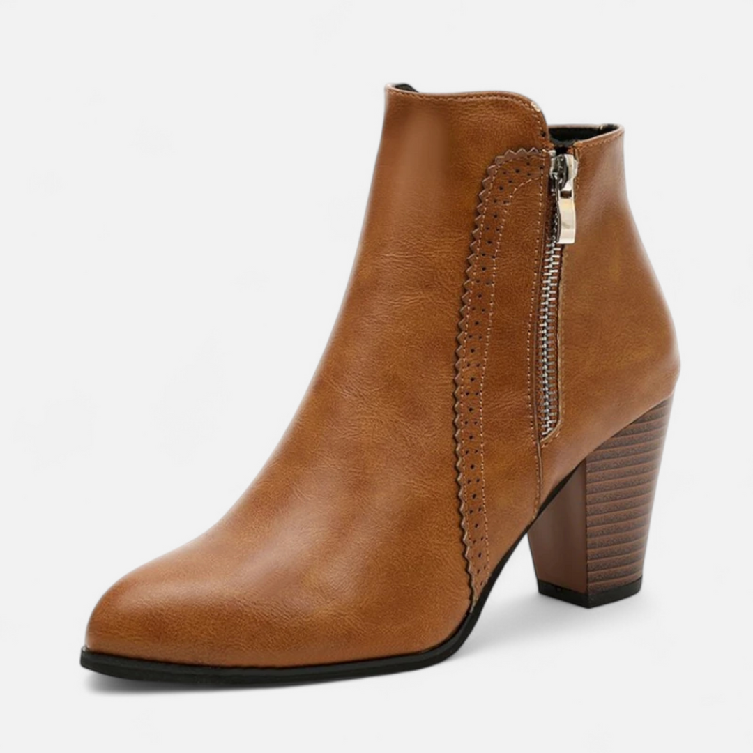 Elowen | Retro Ankle Boots with Heel and Side Zip