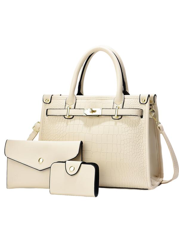 Anora │ Crocodile Embossed Large Capacity Crossbody Handbag Set