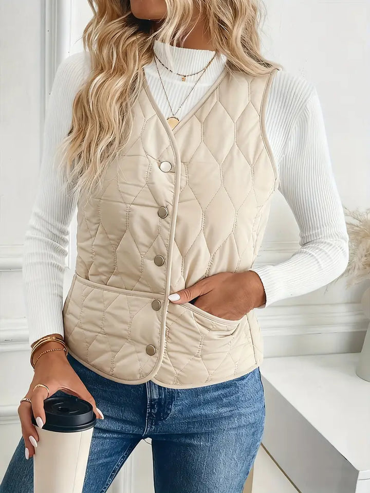 Audrey | Pique Quilted Bomber Vest