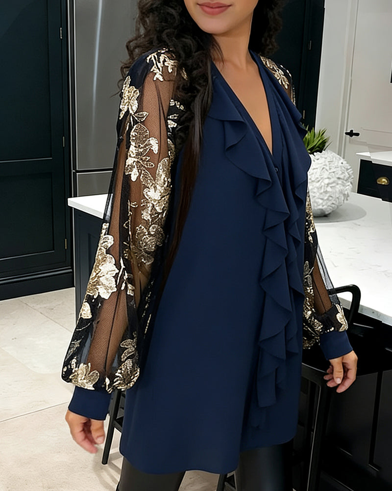 Hariette │ Fashionable Lotus Leaf Knit Loose Blouse