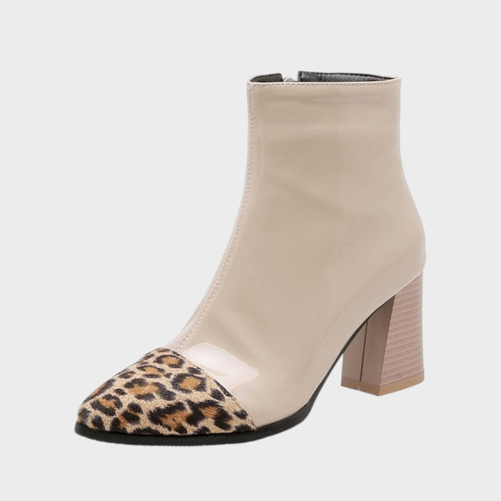 Diva | Patent Leather Boots with Leopard Print