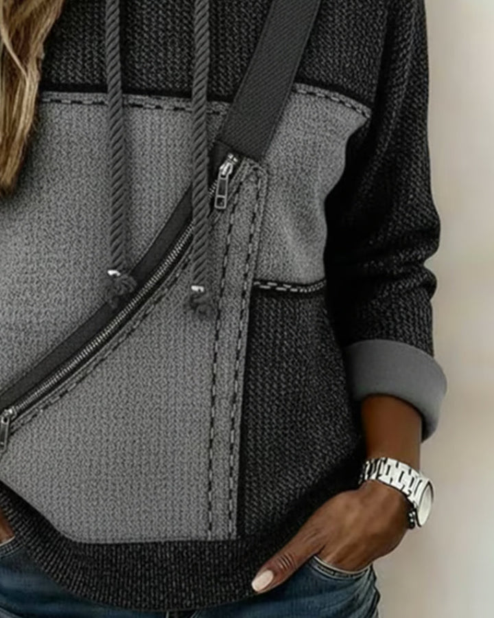 Evara │ Elegant Color Block Hoodie