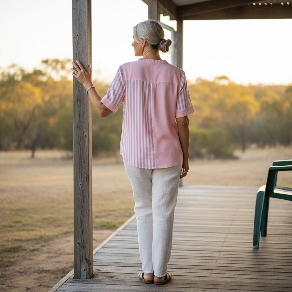 Jenny | Striped Linen-cotton Summer Top