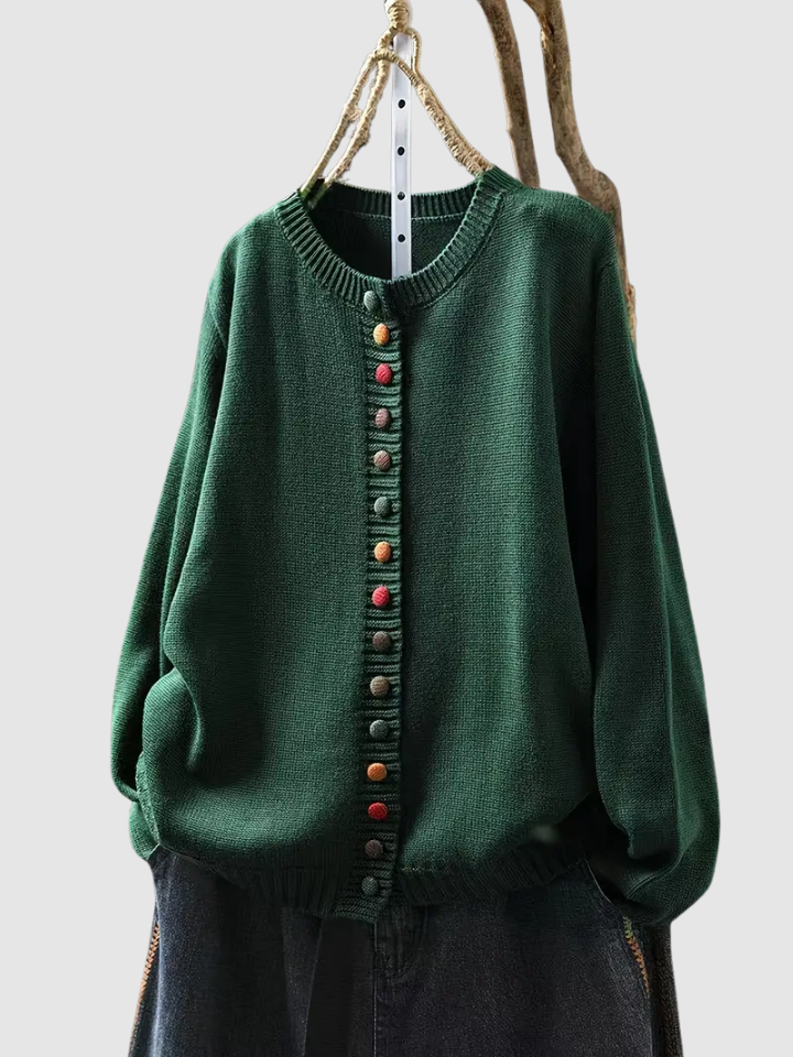 Lena | Knitted Cardigan with Colorful Buttons