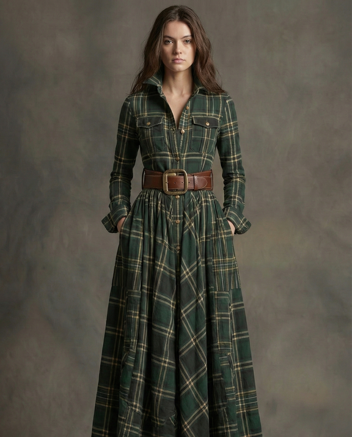 Kinsley | Vintage Style Maxi Shirt Dress