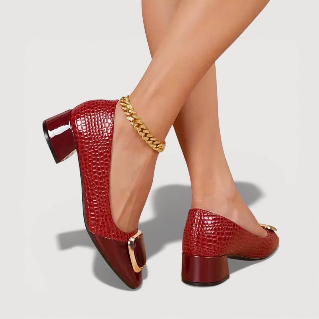 Lisse │ Croco Block Heels