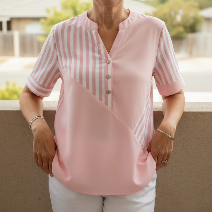 Jenny | Striped Linen-cotton Summer Top